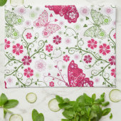 Linge De Cuisine Motif blanc floral (Plié)