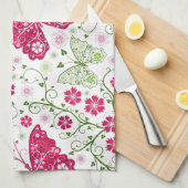 Linge De Cuisine Motif blanc floral (Quart Plié)
