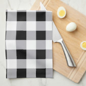 Linge De Cuisine Motif blanc gris gris (Quart Plié)