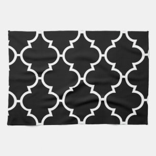 Linge De Cuisine Motif blanc noir de Quatrefoil