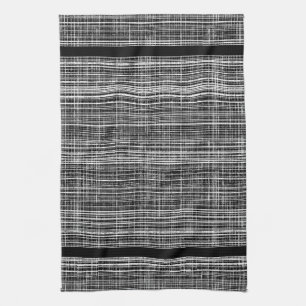 Linge De Cuisine Motif blanc, noir et gris