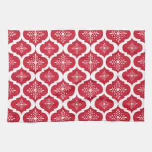 Linge De Cuisine Motif blanc rouge de trellis de flocons de neige