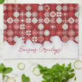 Linge De Cuisine Motif blanc rouge Noël #13 ID1009 (Plié)