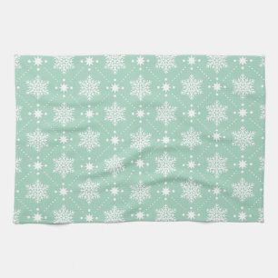 Linge De Cuisine Motif blanc vert en bon état de Noël de flocons