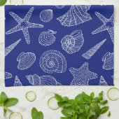 Linge De Cuisine Motif Bleu Clair Shell (Plié)