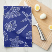 Linge De Cuisine Motif Bleu Clair Shell (Quart Plié)