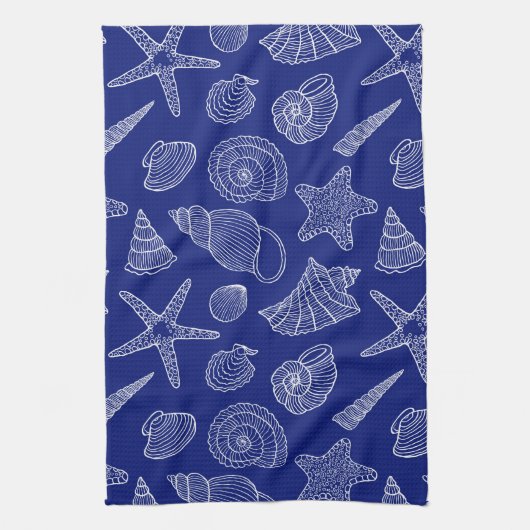 Linge De Cuisine Motif Bleu Clair Shell (Vertical)