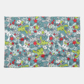 Linge De Cuisine motif bleu de kawaii (Horizontal)