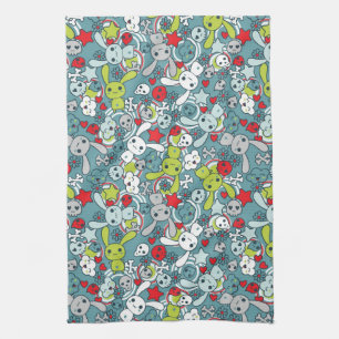 Linge De Cuisine motif bleu de kawaii
