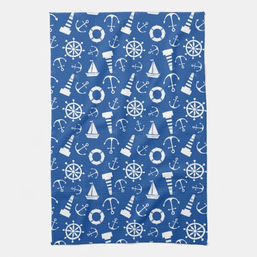 Linge De Cuisine Motif bleu de mer (Vertical)