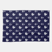 Linge De Cuisine Motif bleu de voiliers et d'Ancres (Horizontal)
