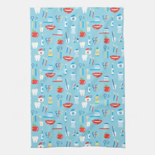 Linge De Cuisine Motif bleu dentaire
