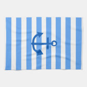 Linge De Cuisine Motif Bleu et blanc avec Ancre (Horizontal)