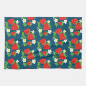 Linge De Cuisine Motif bleu fraise et fleur (Horizontal)