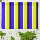 Linge De Cuisine Motif Bleu Jaune (Plié)