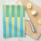 Linge De Cuisine Motif bleu jaune vert rayé (Quart Plié)