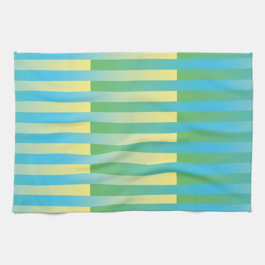 Linge De Cuisine Motif bleu jaune vert rayé (Horizontal)