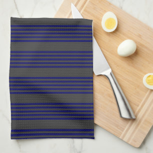 Linge De Cuisine Motif bleu marine et charbon cinq bandes