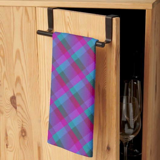 Linge De Cuisine Motif bleu rose violet (Pliage en tiers)