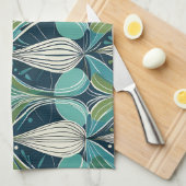 Linge De Cuisine Motif bleu vert du milieu du siècle atomique (Quart Plié)