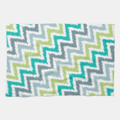Linge De Cuisine Motif Blue Green Zigzag Ikat (Horizontal)