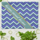 Linge De Cuisine Motif Blue Sapphire Chevron (Plié)