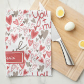 Linge De Cuisine Motif bohème de la Saint-Valentin Cœurs Mignons (Quart Plié)