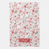 Linge De Cuisine Motif bohème de la Saint-Valentin Cœurs Mignons (Vertical)
