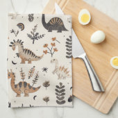 Linge De Cuisine Motif Boho Jungle Dinosaur (Quart Plié)