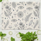 Linge De Cuisine Motif botanique céleste (4) (Plié)