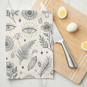 Linge De Cuisine Motif botanique céleste (4) (Quart Plié)