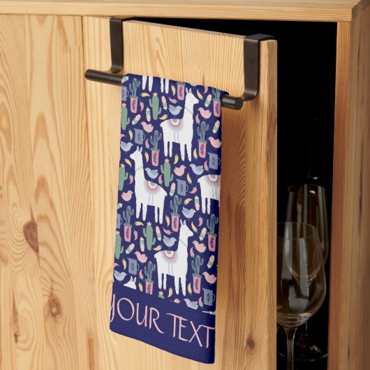 Linge De Cuisine Motif botanique de Cute Llama Whimsical (Pliage en tiers)