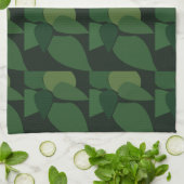 Linge De Cuisine Motif botanique de feuilles vertes (Plié)