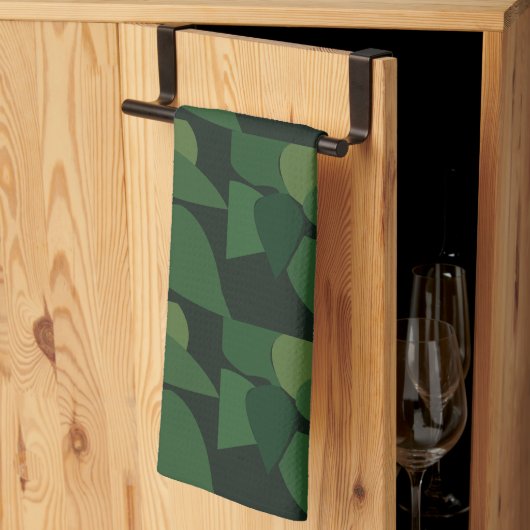Linge De Cuisine Motif botanique de feuilles vertes (Pliage en tiers)