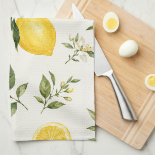 Linge De Cuisine Motif botanique élégant de fleurs de citron à l'aq