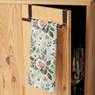 Linge De Cuisine Motif botanique floral pastel vintage
