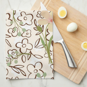 Linge De Cuisine Motif botanique floral rose vert moderne