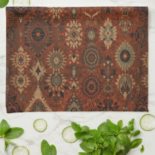 Linge De Cuisine Motif botanique terracotta sage boho foncé