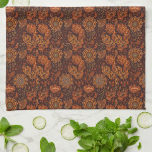 Linge De Cuisine Motif botanique terracotta sage boho foncé