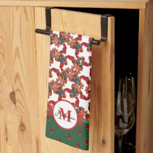 Linge De Cuisine Motif Boxer Monogramme Noël Chien