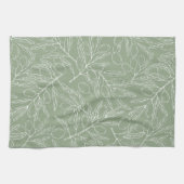 Linge De Cuisine Motif Branche d'Olivier Vert Sauge (Horizontal)