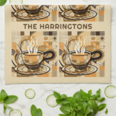 Linge De Cuisine Motif café de nom personnalisé (Plié)