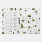 Linge De Cuisine motif Calendrier 2026 avec abeilles et points (Horizontal)
