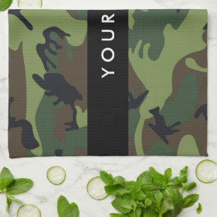 Linge De Cuisine Motif Camouflage Vert, Votre nom, Personnaliser