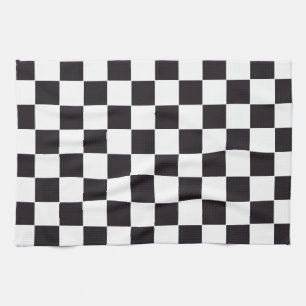 Linge De Cuisine Motif Carré d'échecs - noir + votre arrière - plan
