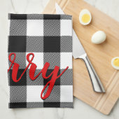 Linge De Cuisine Motif carreau de bœuf Noël joyeux (Quart Plié)