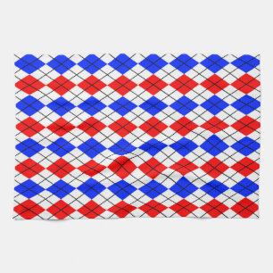 Linge De Cuisine Motif carreaux argyle rouge bleu blanc