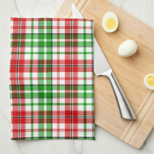 Linge De Cuisine Motif carreaux tartan blanc rouge vert