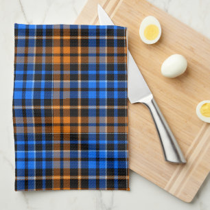 Linge De Cuisine Motif carreaux tartan orange bleu noir