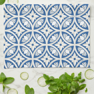 Linge De Cuisine Motif Carrelage Lotus Côtier - Le Lotus Blanc